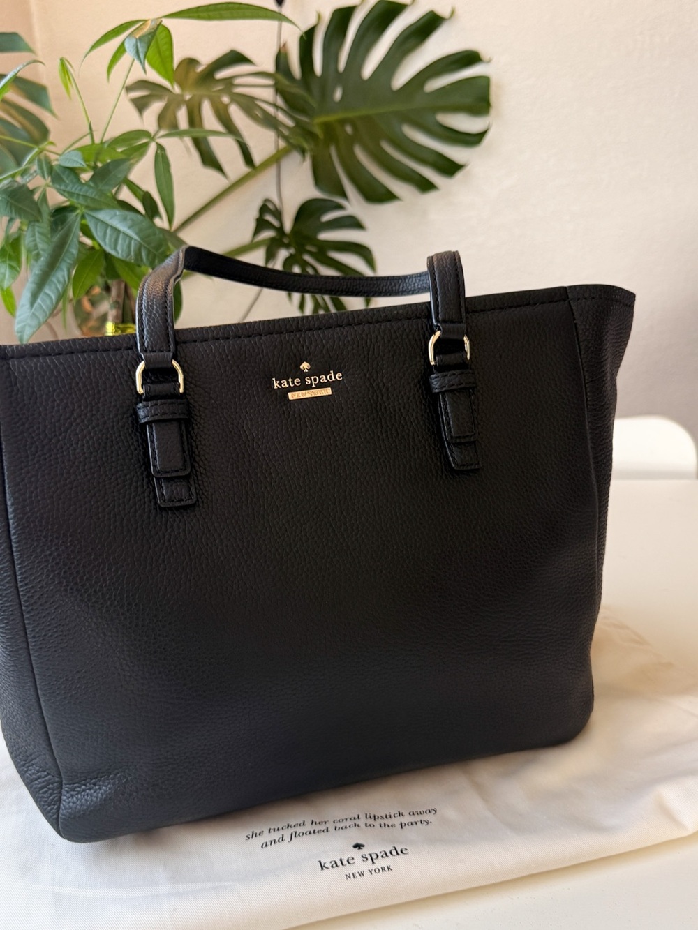 kate spade Black Pebbled Leather Tote